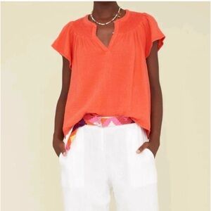 Xirena Tati Short Sleeve Gauze Top Mandarin Orange, medium